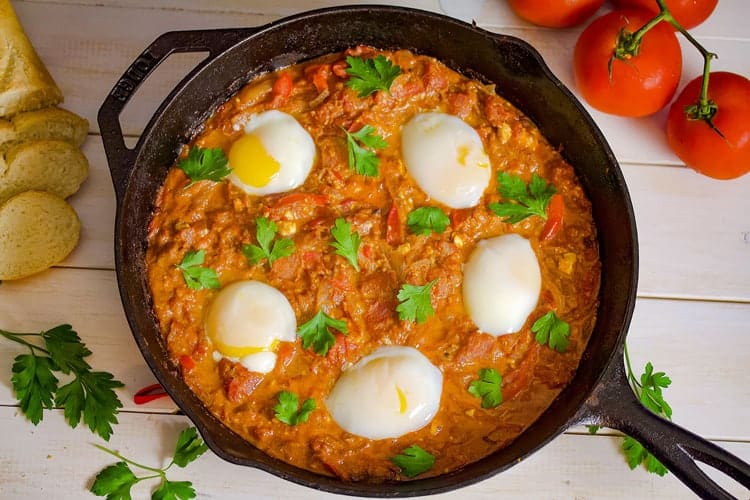 shakshuka with sous vide eggs