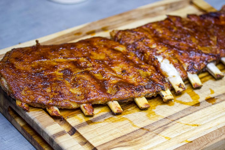 sous vide spare ribs broiled with bbq sauce