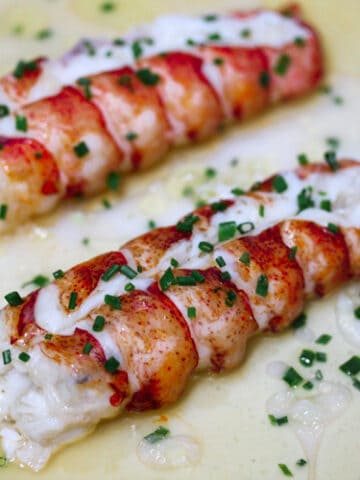 sous vide Lobster tails in garlic butter sauce