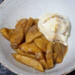 warm cinnamon apples with ice cream