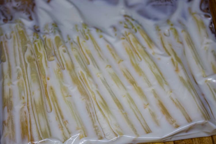 white asparagus in milk