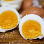 sous vide hardboiled eggs sliced open